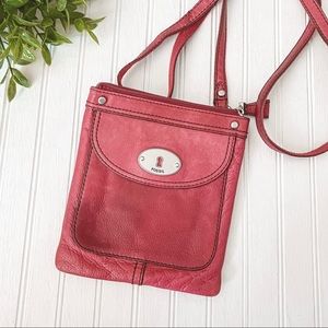 Fossil Leather Crossbody Bag Small Pink